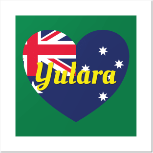 Yulara NT Australia Australian Flag Heart Posters and Art